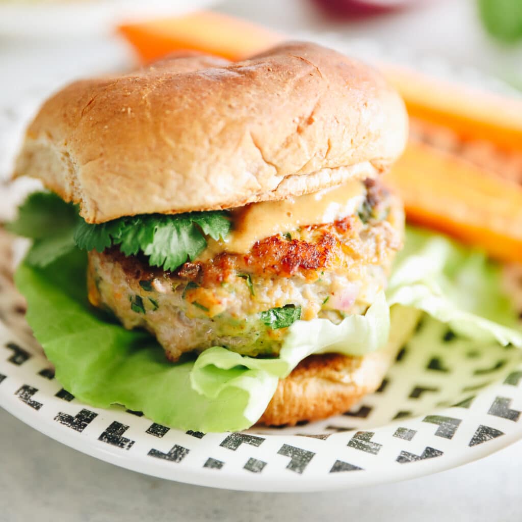 Thai Turkey Burgers with Peanut Sauce