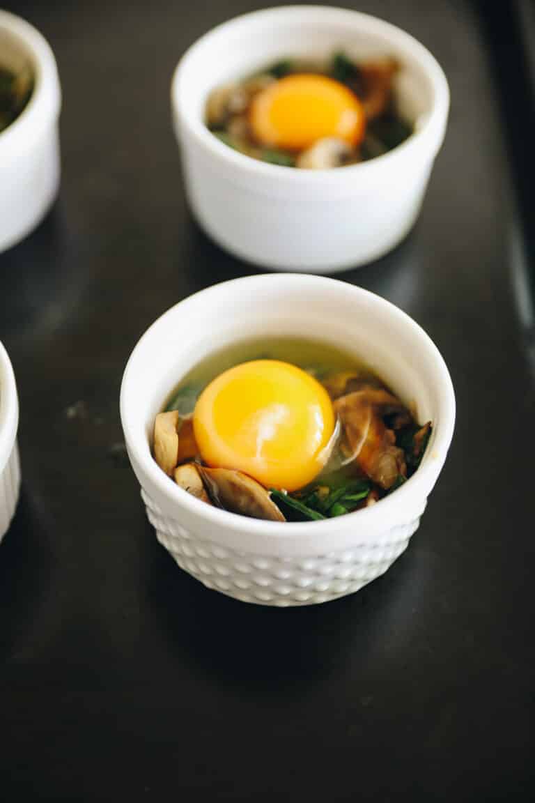 Baked Eggs [and Veggies!] in Ramekins The Healthy Maven