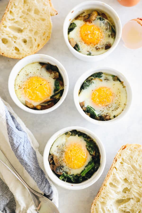 Baked Eggs [and Veggies!] in Ramekins The Healthy Maven