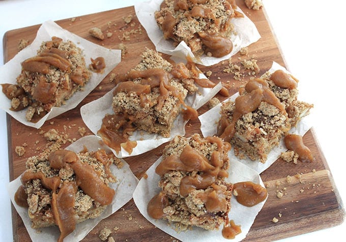 Salted Caramel Apple Crumb Bars // thehealthymaven.com #glutenfree #vegan