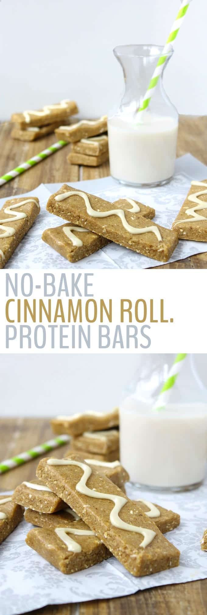 Healthy No-Bake Cinnamon Roll Protein Bars - Your favorite dessert just got a protein makeover! The perfect school or work snack for an afternoon pick-me-up!