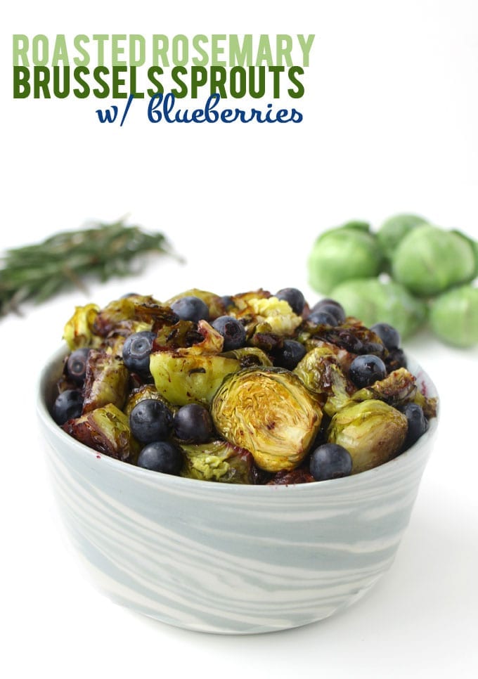 roasted rosemary brussels sprouts with blueberries