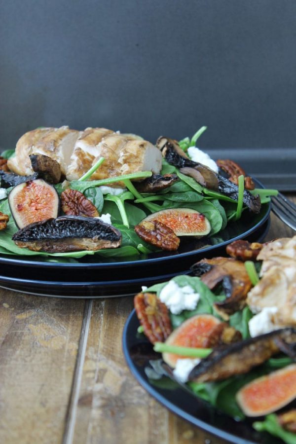 Balsamic Chicken Salad w/ Figs, Portobellos and Candied Pecans