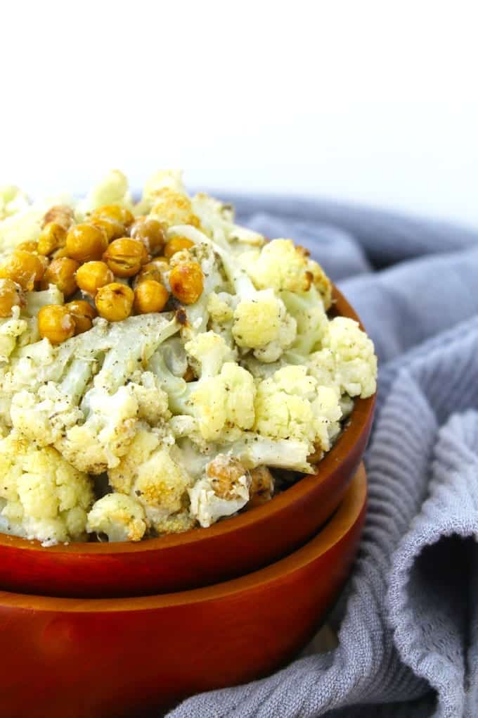 Roasted Cauliflower & Chickpeas with Tahini and Za'atar