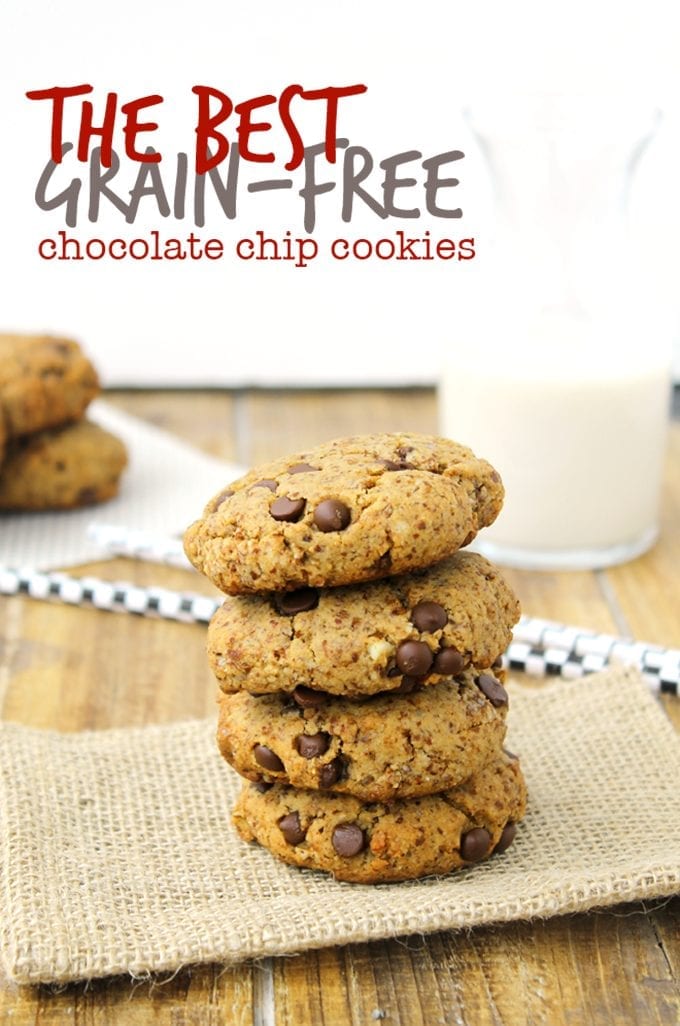 The Best Ever Grain-Free Chocolate Chip Cookies made with almond meal and coconut flour. You won't miss the grains in this paleo and healthy dessert recipe.