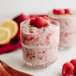 Lemon Raspberry Chia Pudding for a healthy breakfast or snack with refreshing raspberry and a lemon zest #chiapudding #vegan
