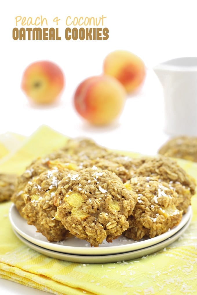 Peach and Coconut Oatmeal Cookies-delicious and healthy cookies perfect for peach season! // thehealthymaven.com #glutenfree