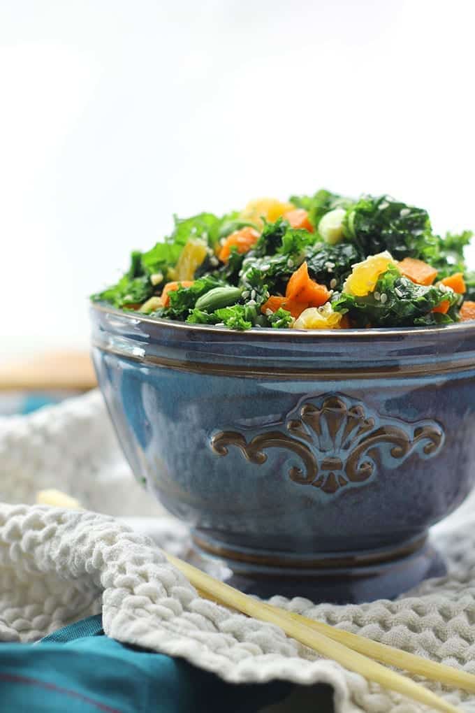 Asian Chopped Kale Salad with Miso Sesame Dressing