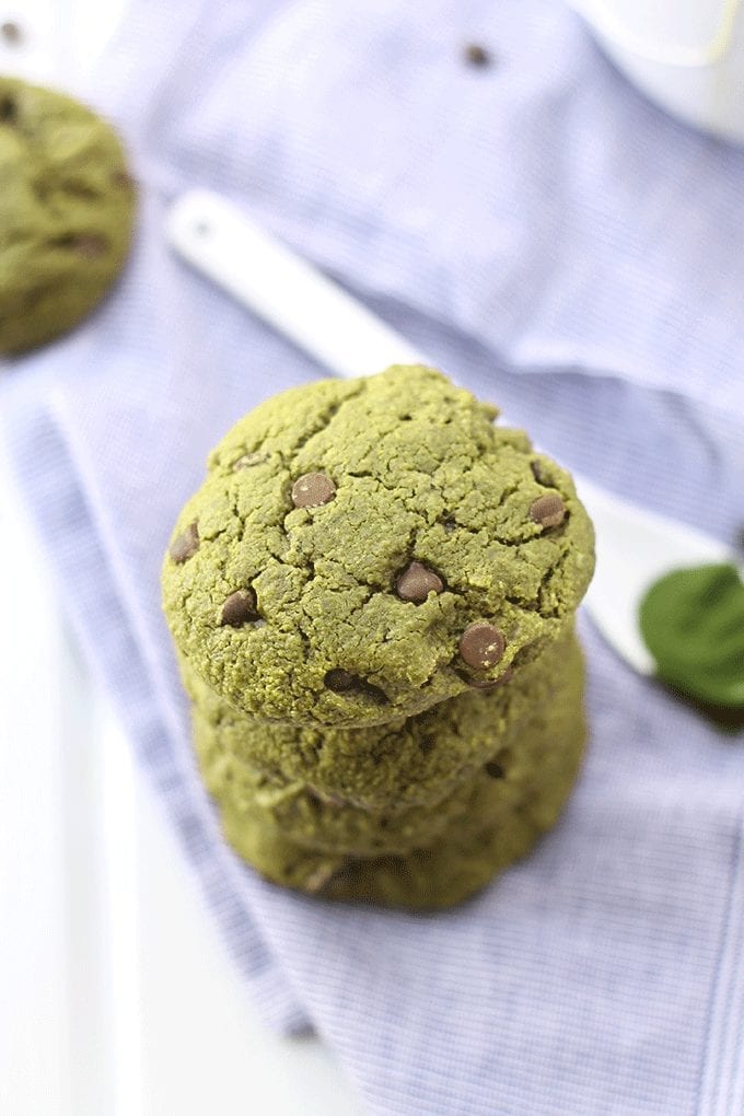 Whether you're celebrating St. Patrick's Day or any day, these Matcha Green Tea Chocolate Chip Cookies will answer your green cookie dreams! They're taking chocolate chip cookies up to a whole new level. Plus they're gluten-free!