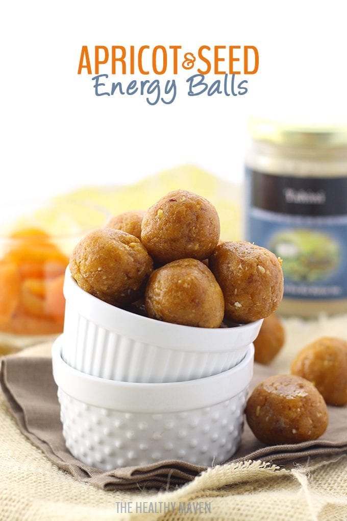 Made with dried apricots, sunflower seeds and tahini paste, these Apricot and Seed Energy Balls will give you the power boost you need to stay active throughout your day. A perfect sweet and salty nut-free snack!