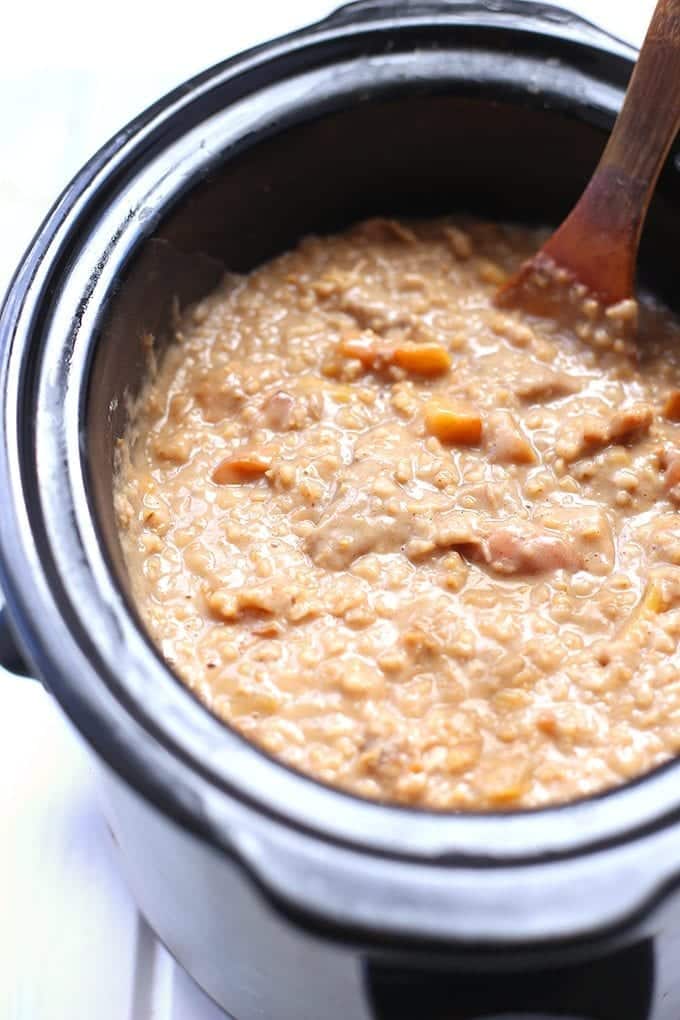 Made with steel-cut oats, fresh peaches and coconut cream this gluten-free and dairy-free, hands-off recipe for slow cooker peaches and cream steel-cut oatmeal is guaranteed to become a breakfast favorite!