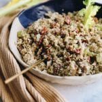 cauliflower stuffing in a bowl made with cauliflower rice