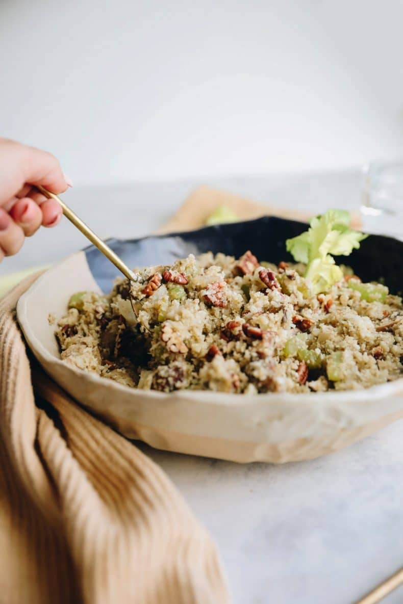 cauliflower stuffing made with cauliflower rice