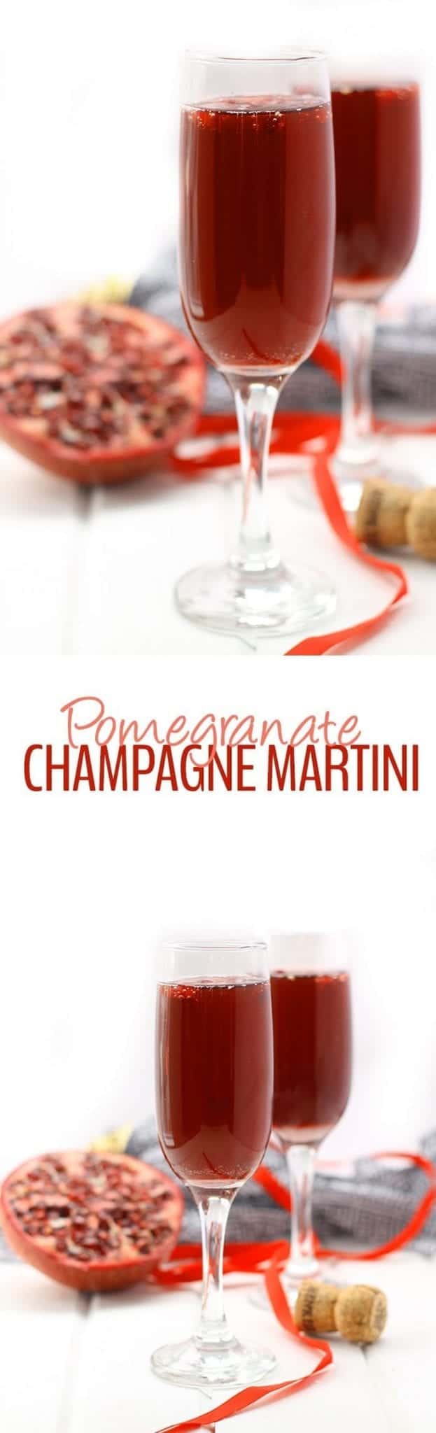 This Pomegranate Champagne Martini makes the perfect celebratory cocktail for your next party. It's sweetened with a touch of honey and pomegranate juice for a healthier drink recipe.