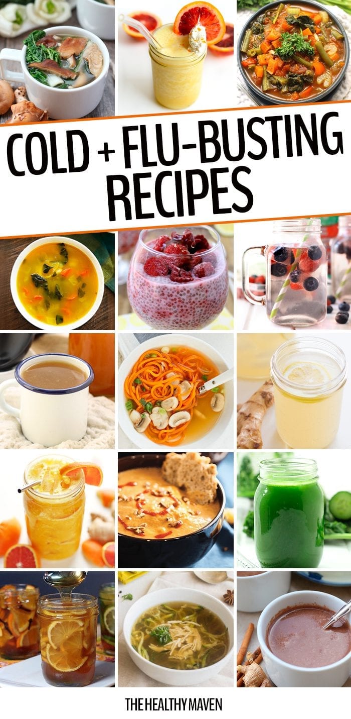 A round-up of 25 Cold and Flu-Busting Recipes to get you back to your optimal health in no-time. These all-natural remedies will help clear up your sickness straight from your kitchen.