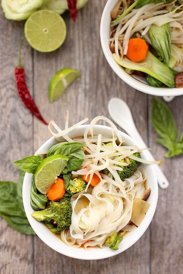 A Healthy Vegetarian Pho recipe with a flavorful and nutritious mushroom broth. This veggie-packed meal will make you ditch the takeout and whip up this Vietnamese classic at home.