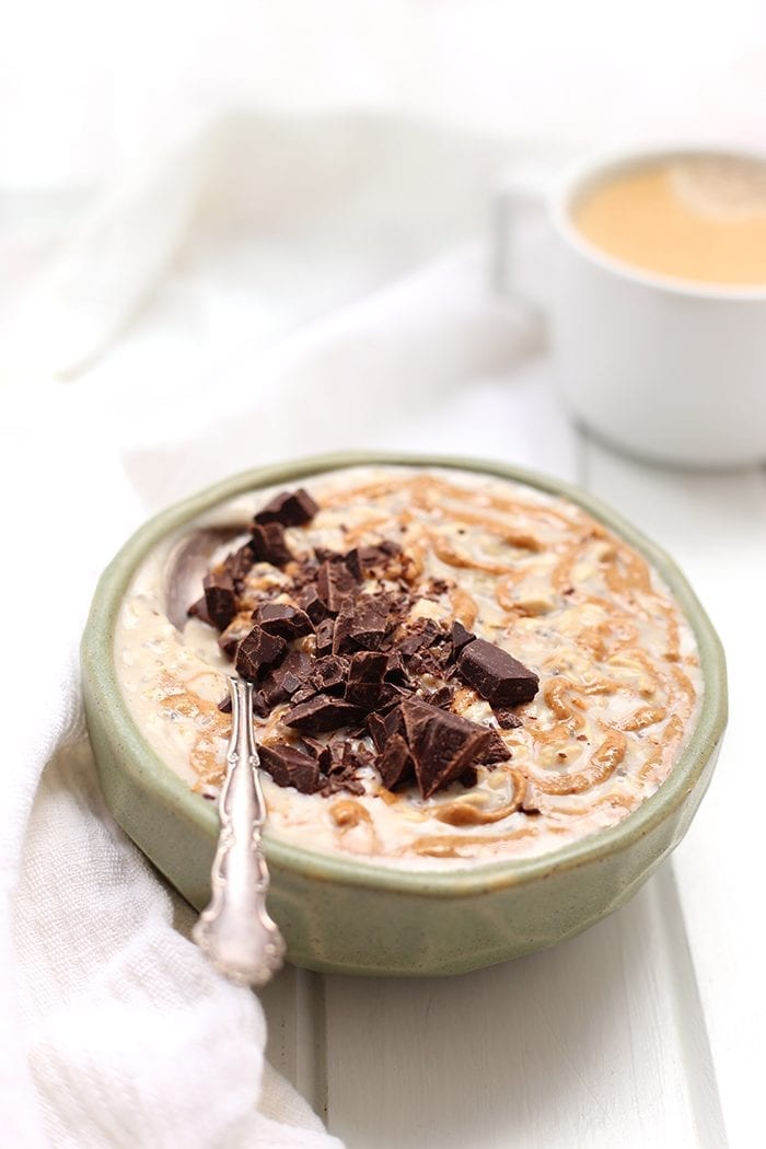 Chocolate Almond Butter Overnight Oatmeal | 17 Easy Hot Breakfast Ideas