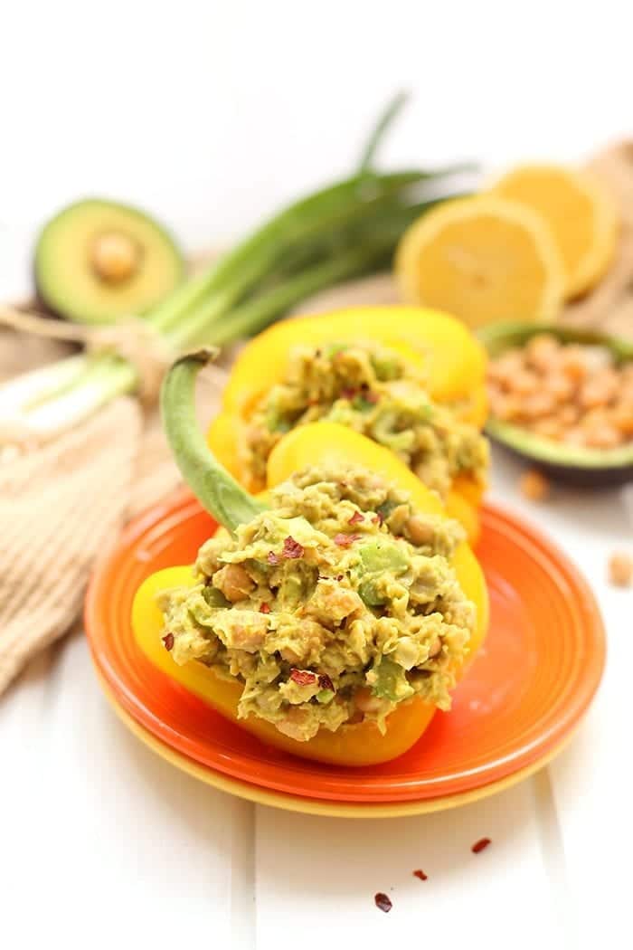 A simple lunch recipe ready in minutes with this Curried Chickpea and Avocado Salad. Ditch the mayo and meat and go for this healthy vegan lunch alternative!