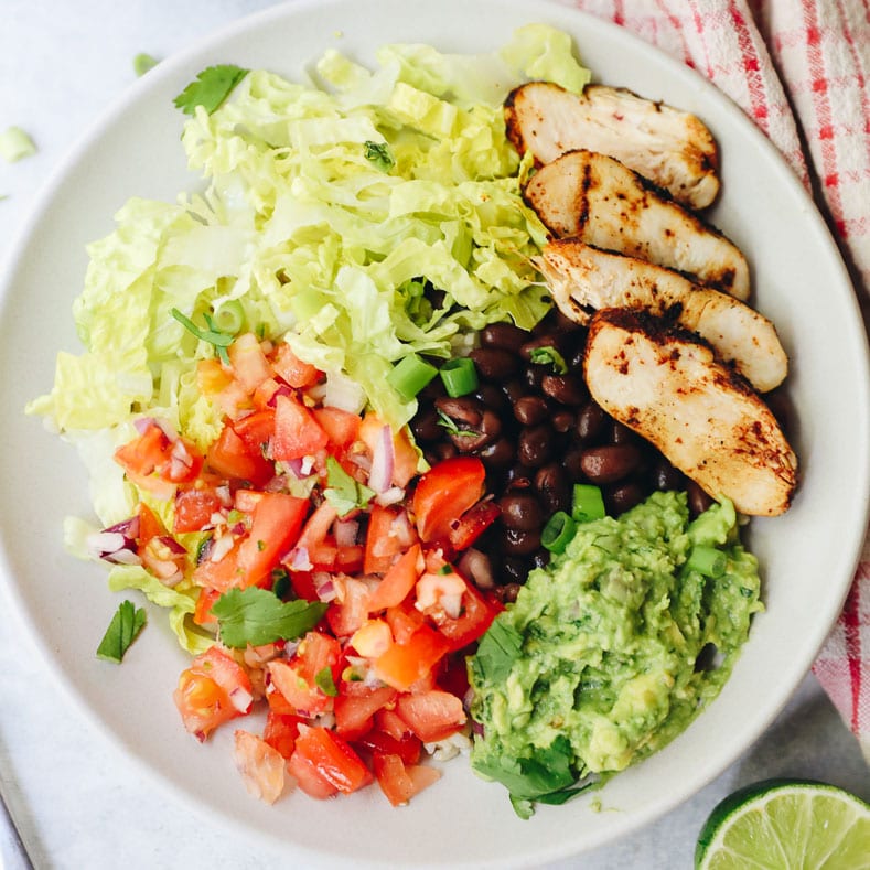 Chicken Burrito Protein Bowl {Chipotle Inspired Recipe