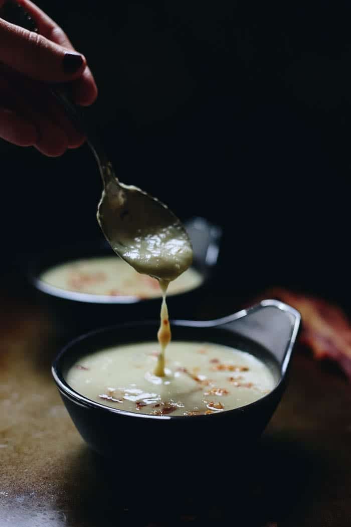 This Creamy Cauliflower Soup with Crispy Bacon is comfort food at its finest. But we've ditched the cream for the smooth sweetness of coconut milk, which pairs perfectly with the crunchy bacon bits sprinkled on top. This is not your average soup recipe!