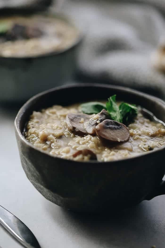 Try out a new grain with this Mushroom Millet Soup. With gluten-free millet and creamy mushrooms, this vegetarian soup makes for a complete meal or a hearty appetizer for your next dinner!