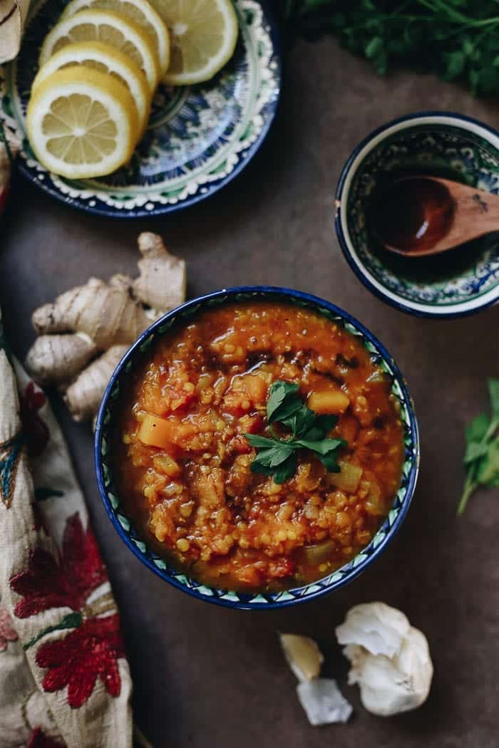 This easy Weeknight Root Vegetable Dal is the perfect answer to dinner this week. It's easily customizable based on what you have on hand and makes a hearty, vegetarian soup recipe full of nourishing ingredients!