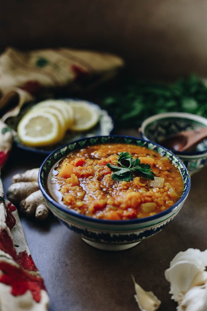 This easy Weeknight Root Vegetable Dal is the perfect answer to dinner this week. It's easily customizable based on what you have on hand and makes a hearty, vegetarian soup recipe full of nourishing ingredients!