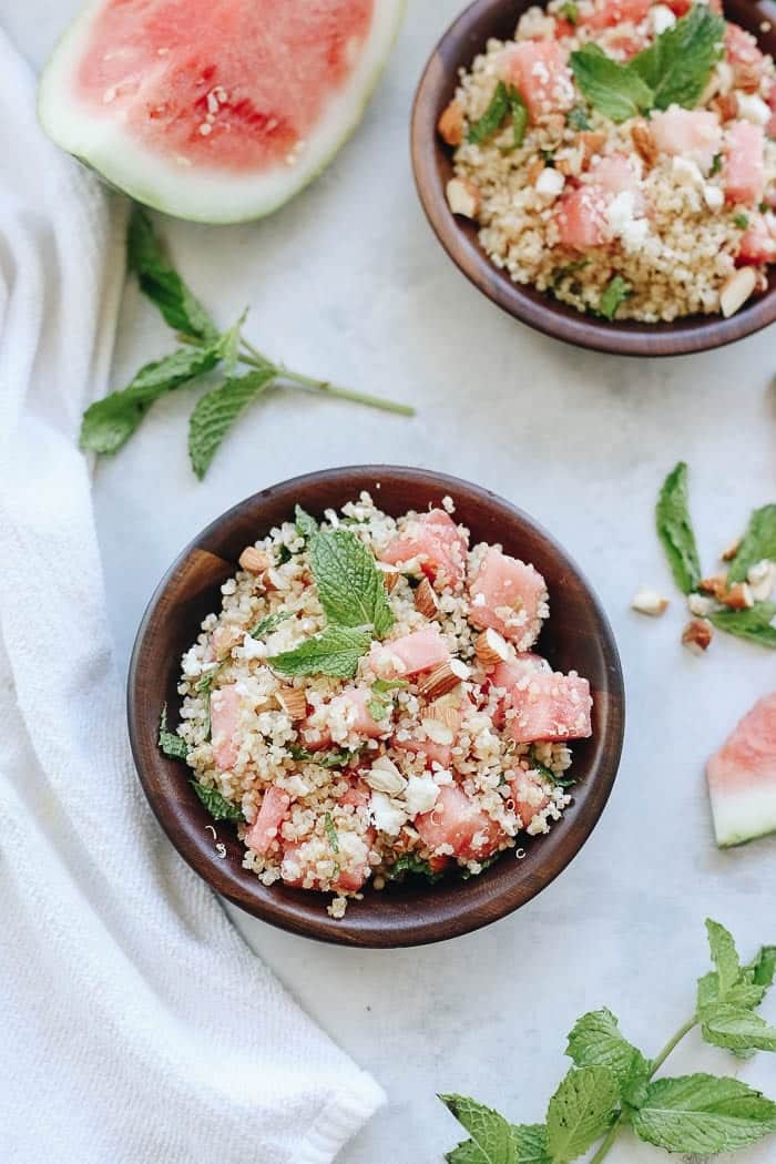 Watermelon Feta and Mint Quinoa Salad The Healthy Maven