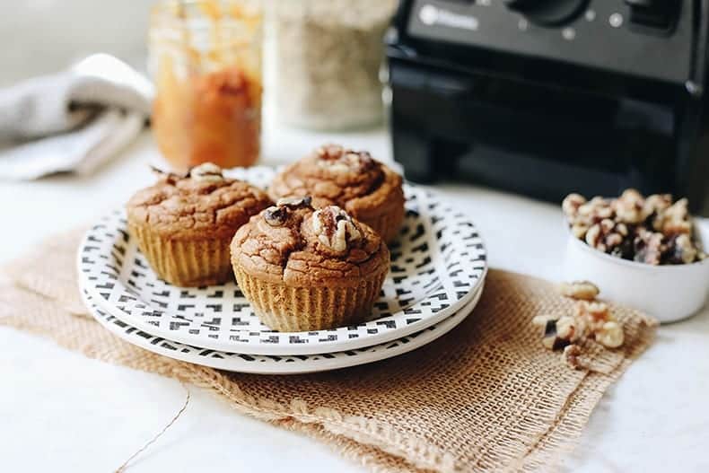 A healthy take on muffins, these Pumpkin Spice Blender Muffins are simple to make, gluten-free and require just one tool, your blender! No other dishes required.