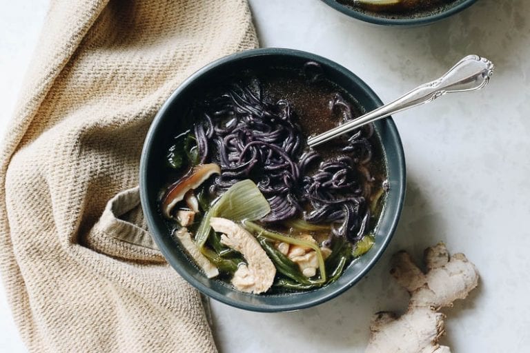 Feeling a little under the weather or in need of a good immune-boost for cold and flu season? This is my go-to healing bowl full of healthy ingredients like mushrooms, miso, chicken broth and veggies.