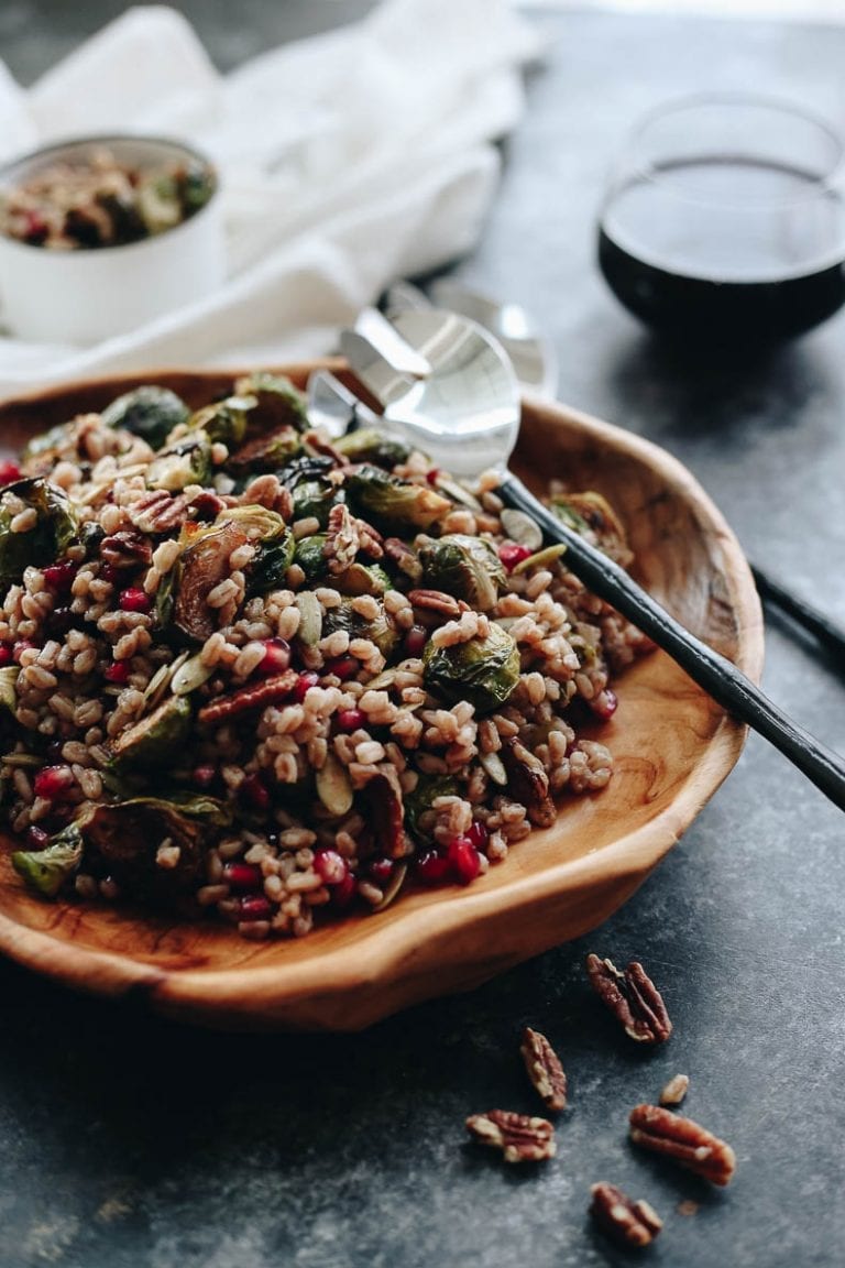 Roasted Brussels Sprouts Farro Salad The Healthy Maven