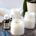 Homemade scented essential oil candles made with two simple ingredients. The perfect #diy or holiday gift!