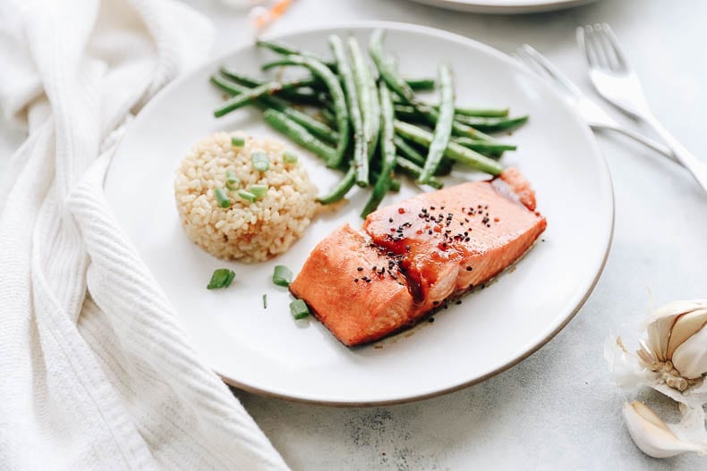 Easy Hoisin Garlic Salmon and Coconut Rice