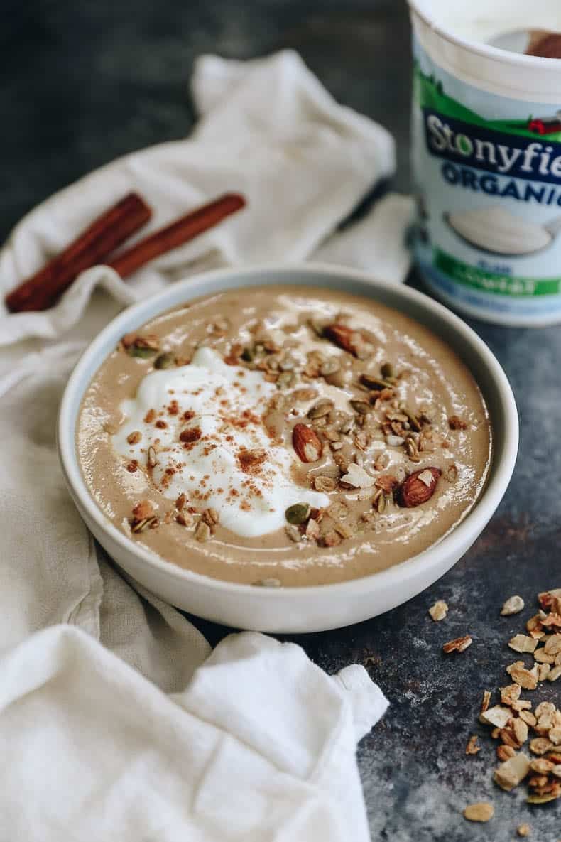 Change up your smoothie routine this fall with this Sweet Potato Pie Smoothie Bowl. The sweetness of sweet potato, paired with cinnamon spices makes this a breakfast you will crave but is also good for you! Don't forget the hidden veggies for an extra healthy punch.