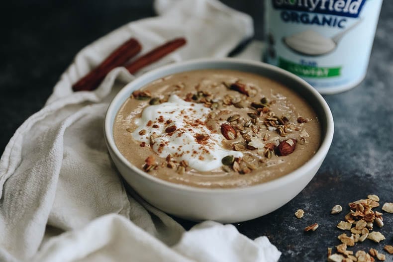 Change up your smoothie routine this fall with this Sweet Potato Pie Smoothie Bowl. The sweetness of sweet potato, paired with cinnamon spices makes this a breakfast you will crave but is also good for you! Don't forget the hidden veggies for an extra healthy punch.