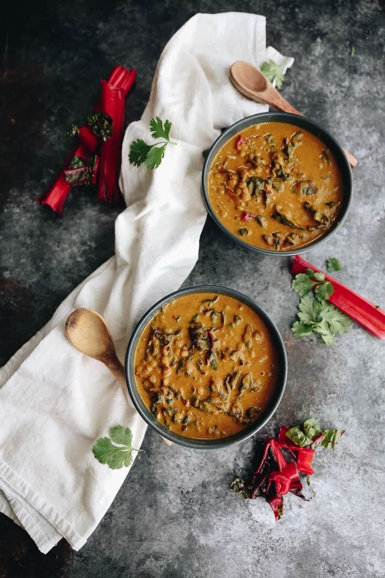 Warm of from the inside out with this flavorful Thai Curry Carrot Lentil Soup. A filling soup recipe to enjoy for lunch or dinner with plenty of plant-based protein and a full serving of veggies! #soup #plantbased #recipe