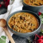Warm of from the inside out with this flavorful Thai Curry Carrot Lentil Soup. A filling soup recipe to enjoy for lunch or dinner with plenty of plant-based protein and a full serving of veggies! #soup #plantbased #recipe