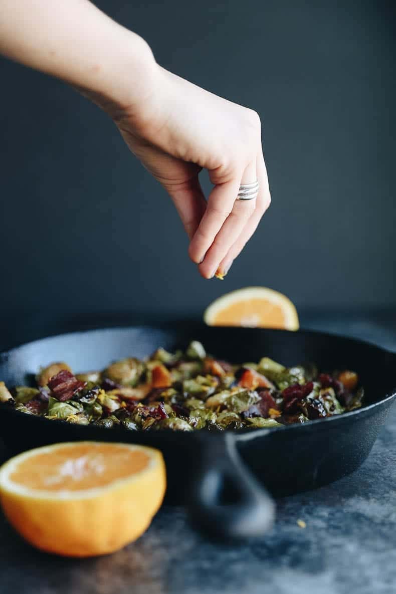 Bacon Brussels Sprouts with Maple and Orange that you can easily cook in the oven!