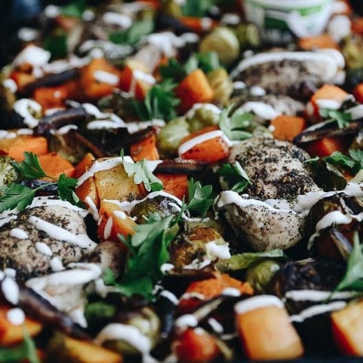 Sheet Pan Za'atar Chicken with Roasted Vegetables all made on a single pan with limited prep work!