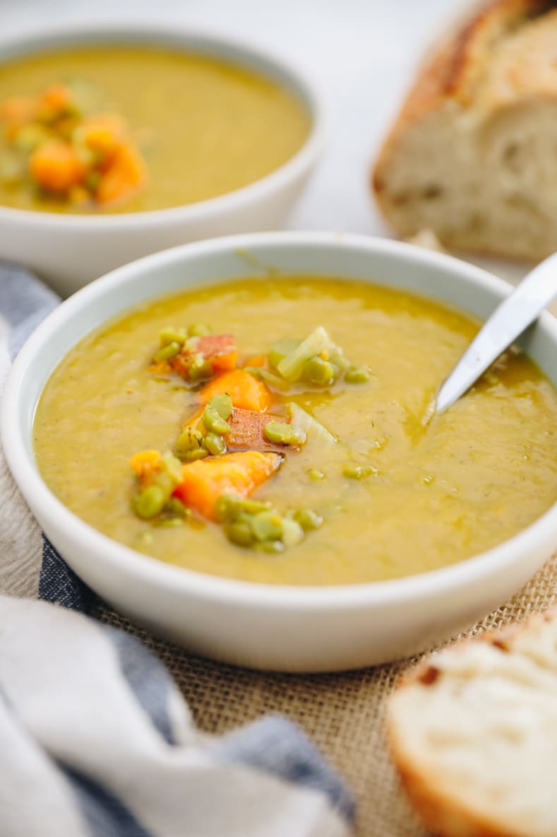 Split Pea & Green Pea Soup {4 ingredients, Vegan}