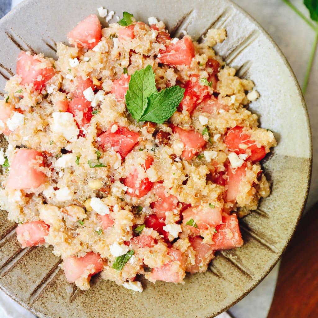 Quinoa Mint Salad with Watermelon and Feta