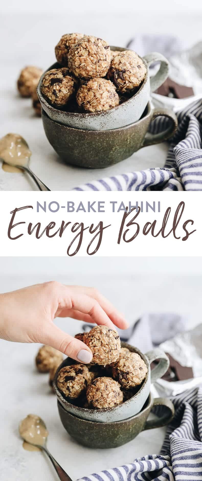 Love tahini? You will fall head over heels for these no-bake tahini protein energy balls made with simple ingredients that come together in under 10 minutes! #nobake #snack