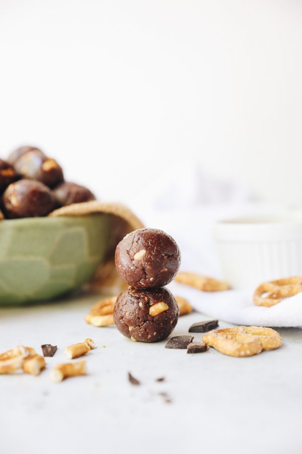 Chocolate Peanut Butter Pretzel Energy Balls The Healthy Maven
