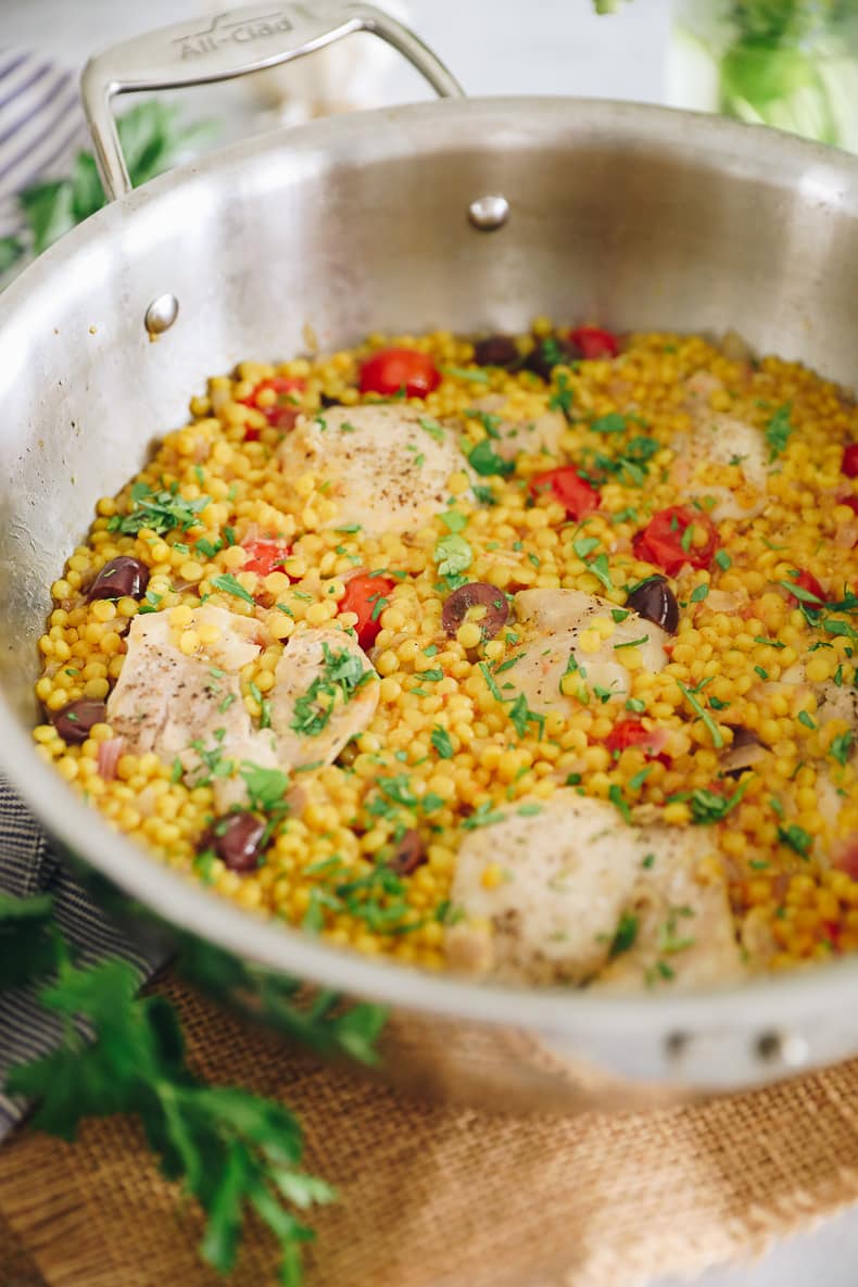 Israeli Couscous with Chicken and Peas - A Family Feast®