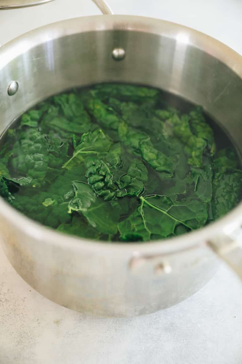 boiled kale for kale pesto