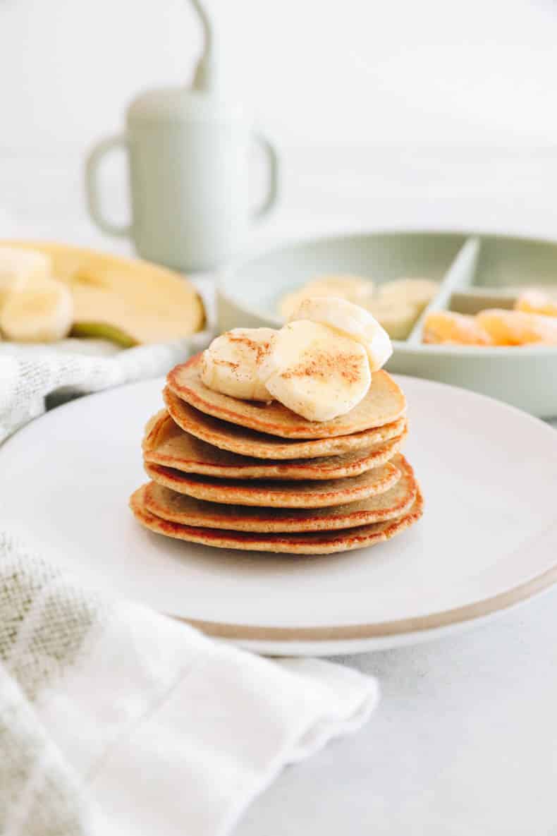 stacked baby banana pancakes