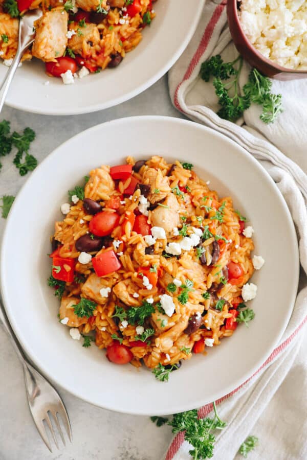 OnePot Greek Chicken and Orzo The Healthy Maven