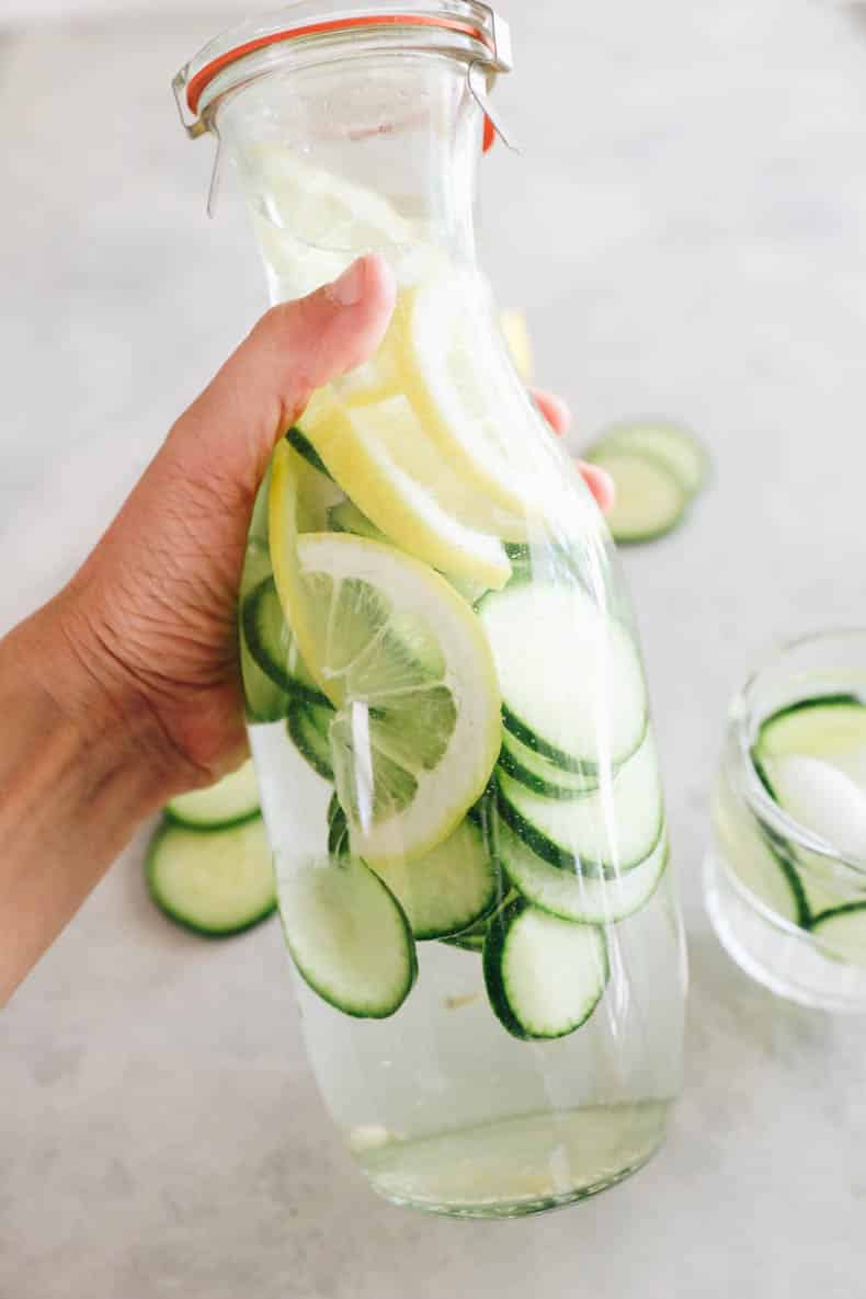 spa water in a large pitcher.