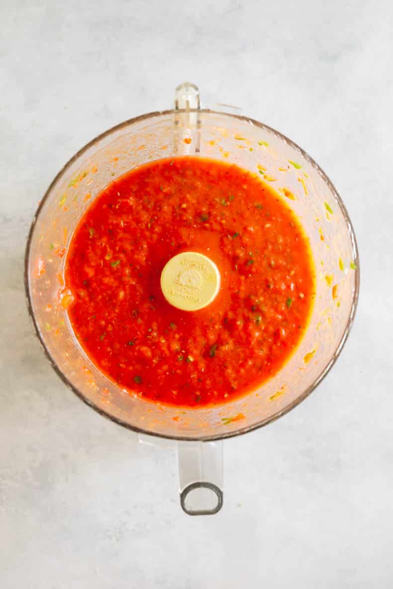 roasted red pepper sauce in a food processor.