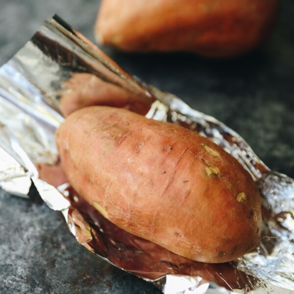 sweet potatoes on tinfoil